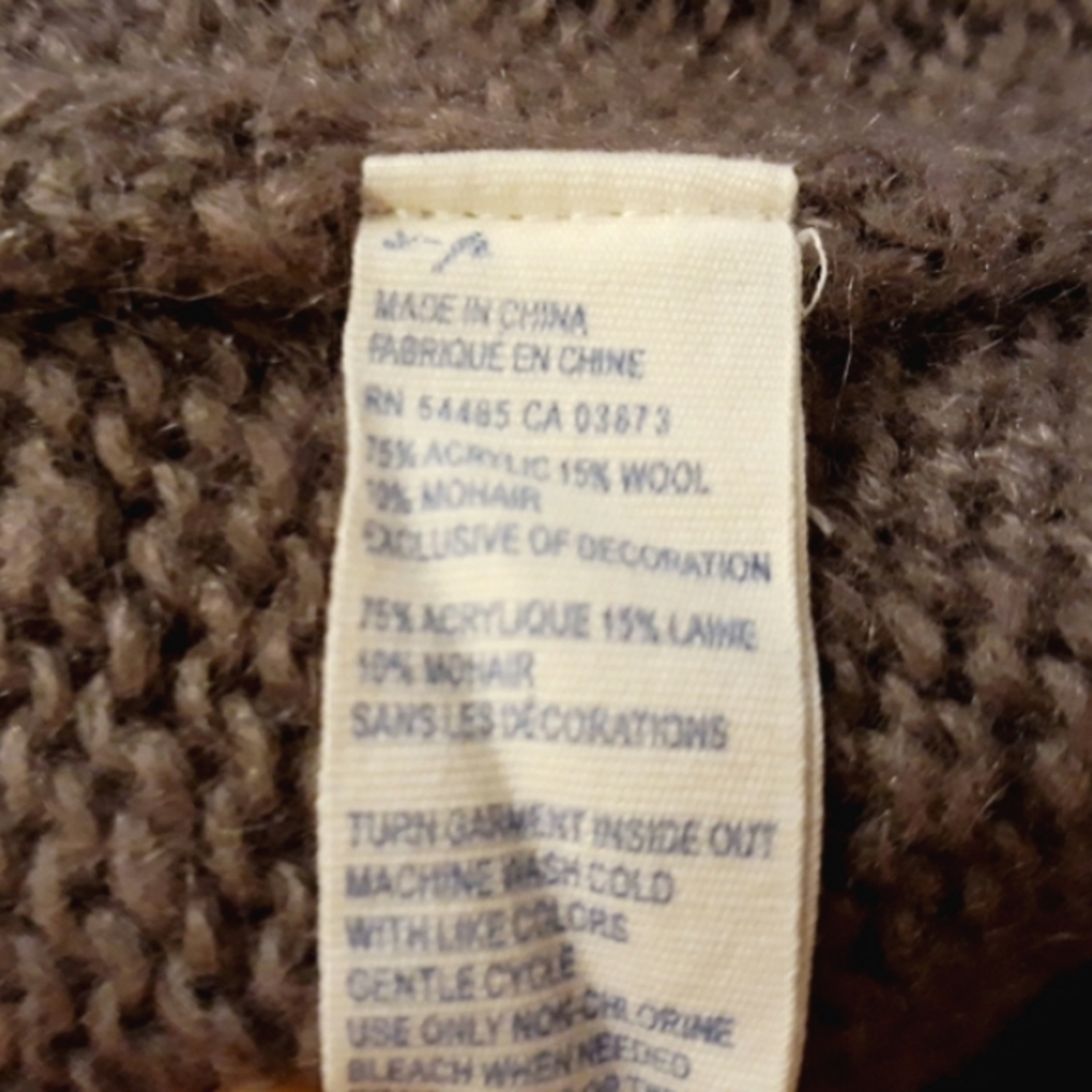American Eagle Pink and Mocha Stripe Sweater - Size Small Pullover 3/4 Sleeves - Picture 4 of 7